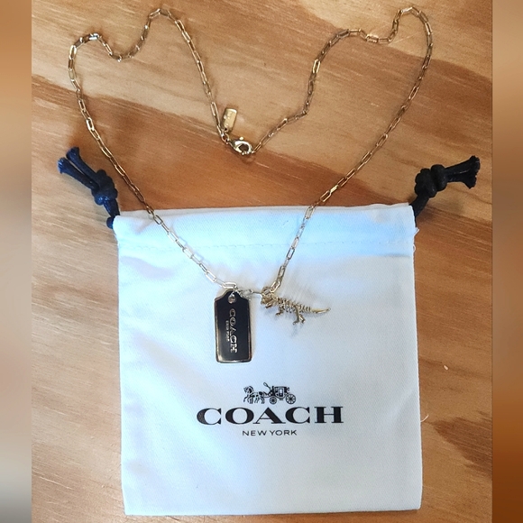 Coach Gold Rexy Hang Tag Charm Necklace - Picture 1 of 9